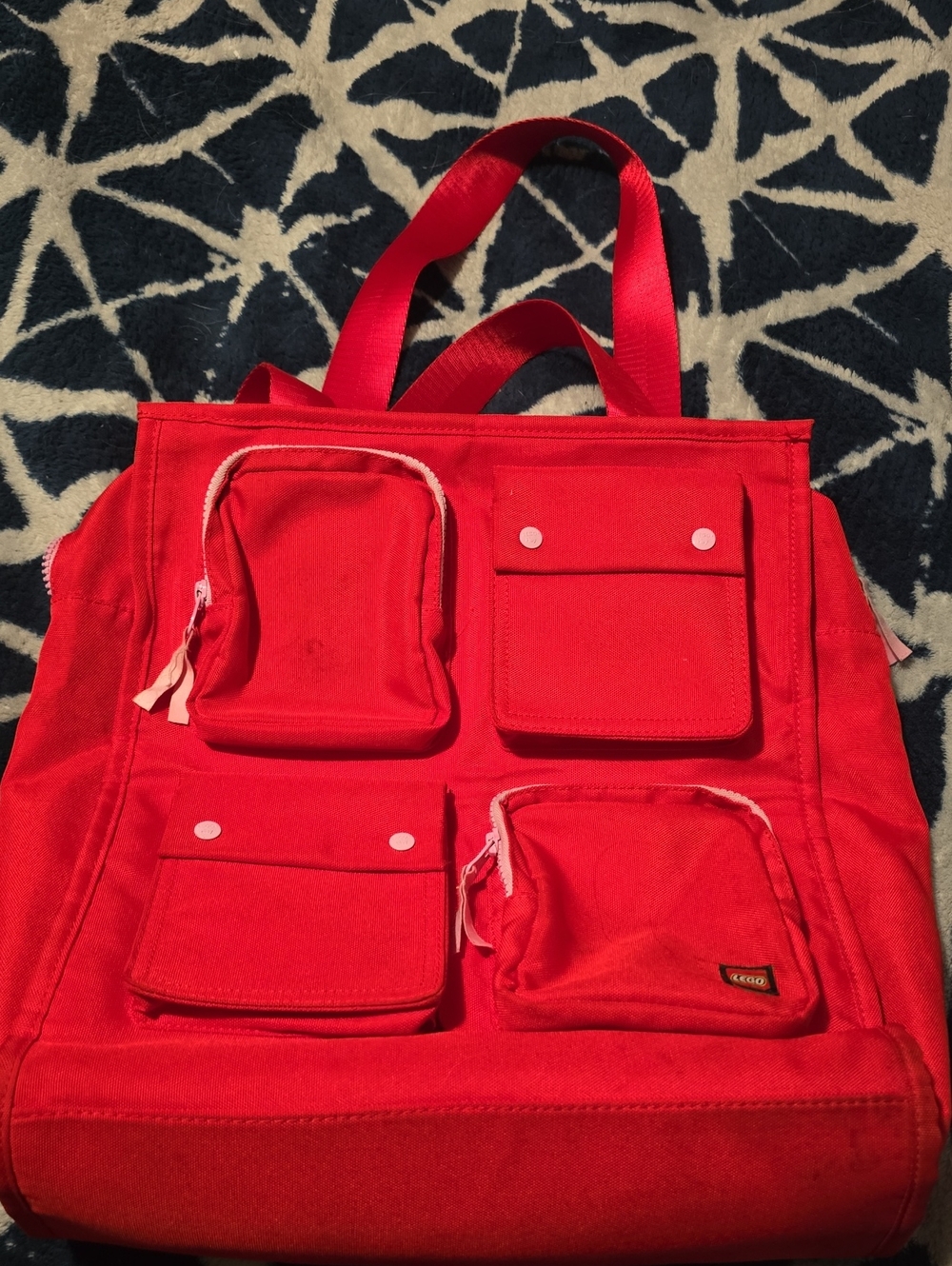 Lego Red Canvas Multi-Pocket Tote Backpack